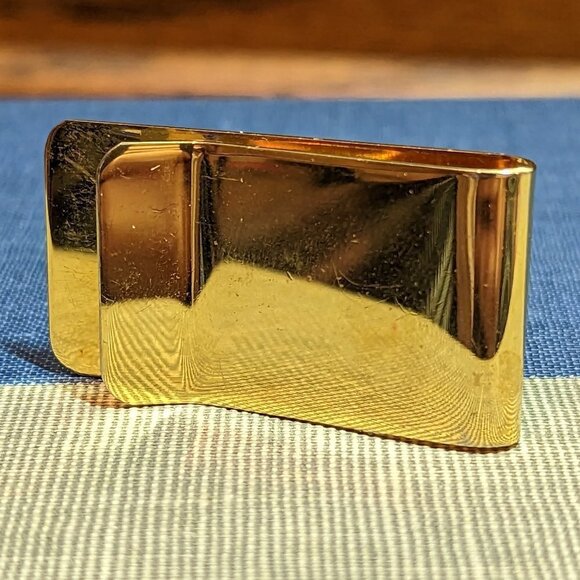 Vintage Gold Tone Money Clip Framed Oval Shaped "Nugget" on Front - Picture 4 of 5